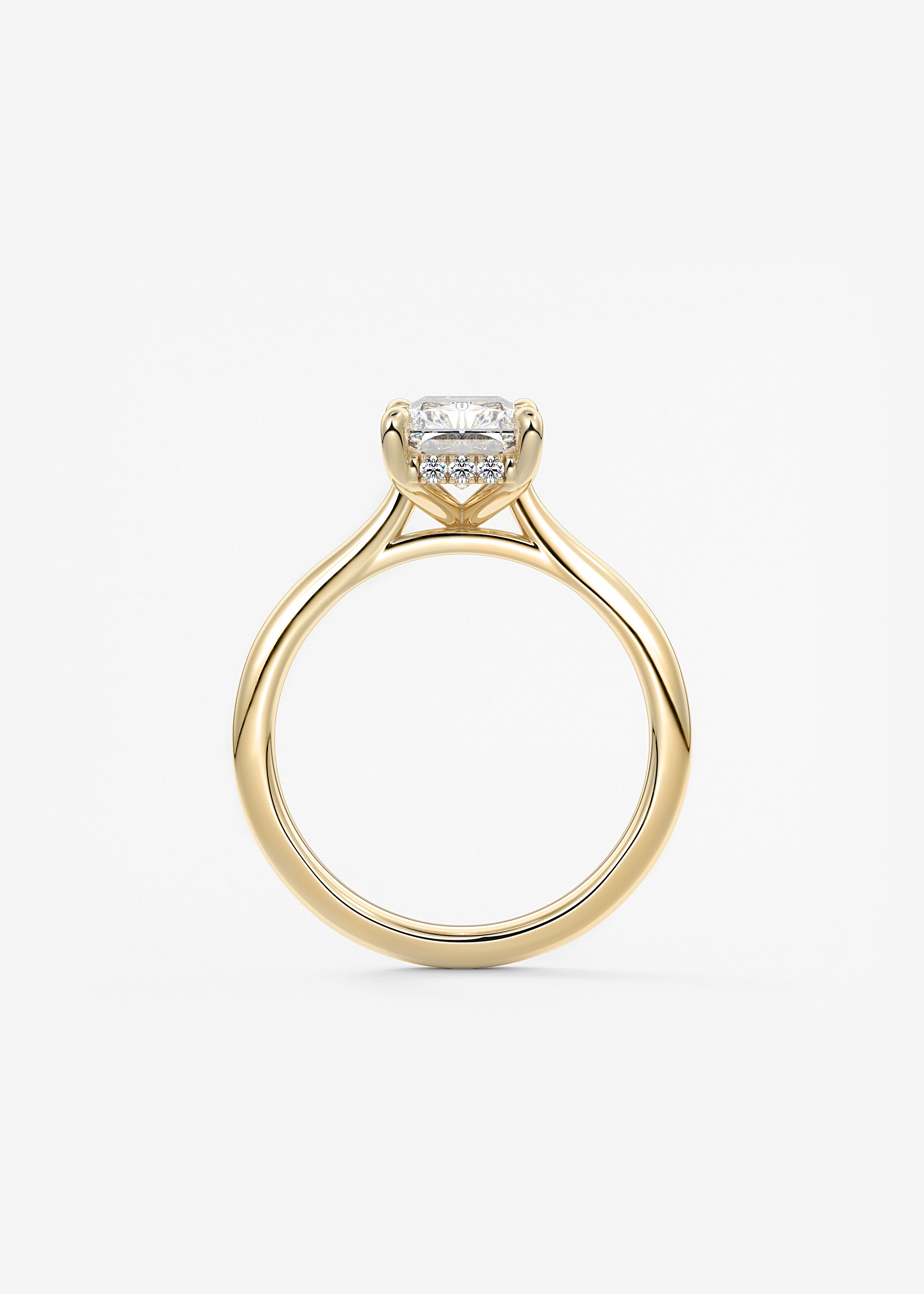 Radiant Hidden Halo/ Cathedral Lab Grown Diamond Engagement Ring