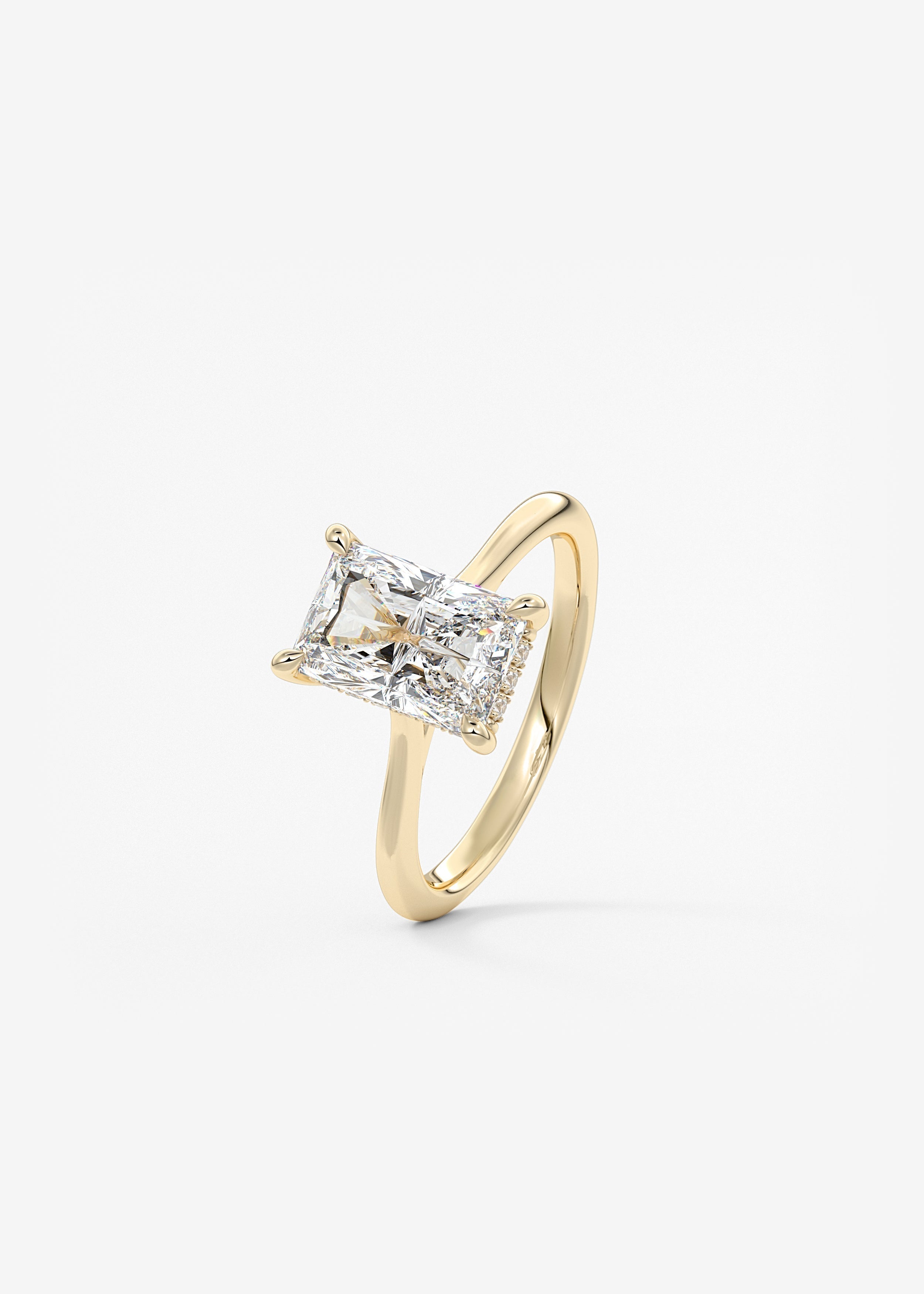 Radiant Hidden Halo/ Cathedral Lab Grown Diamond Engagement Ring