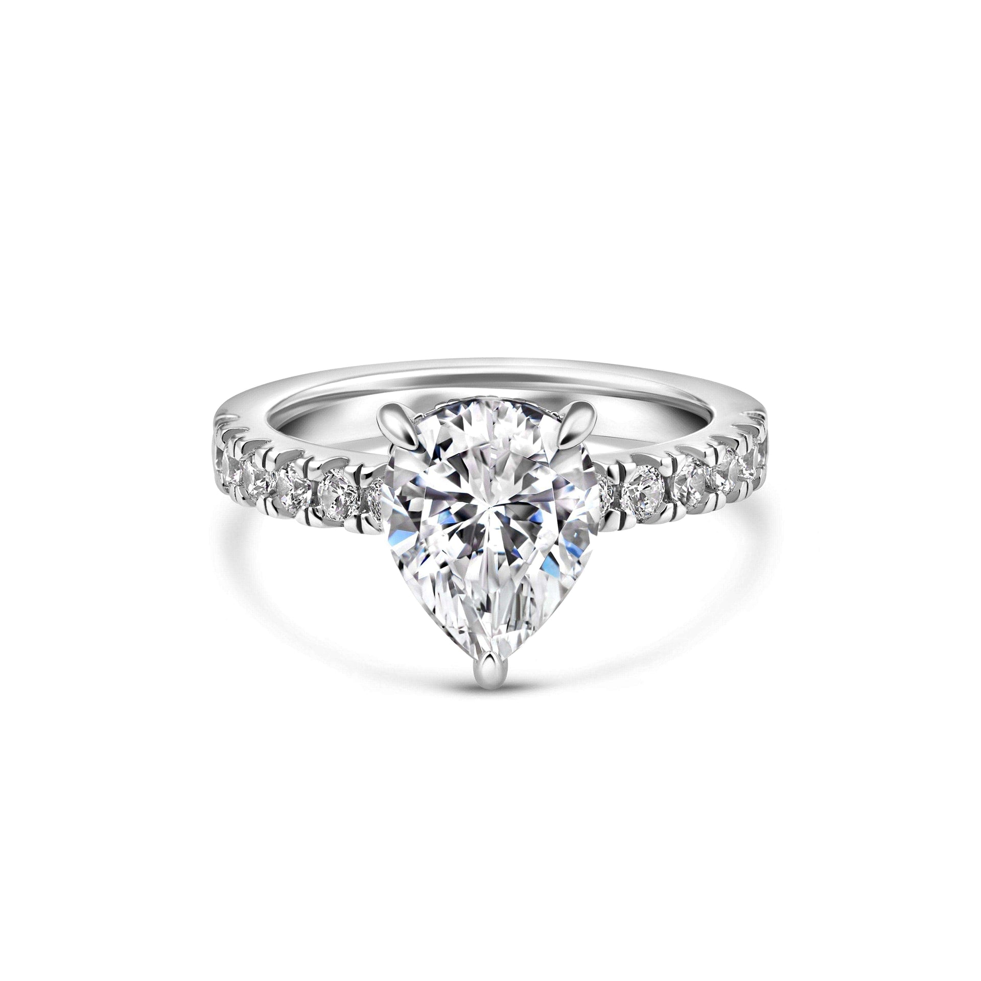 Stunning 3.0 CT Pear Moissanite Engagement Ring in Pave Design 1