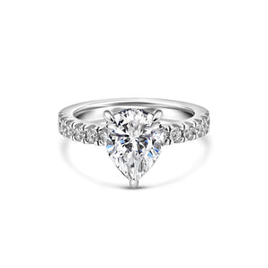 Stunning 3.0 CT Pear Moissanite Engagement Ring in Pave Design