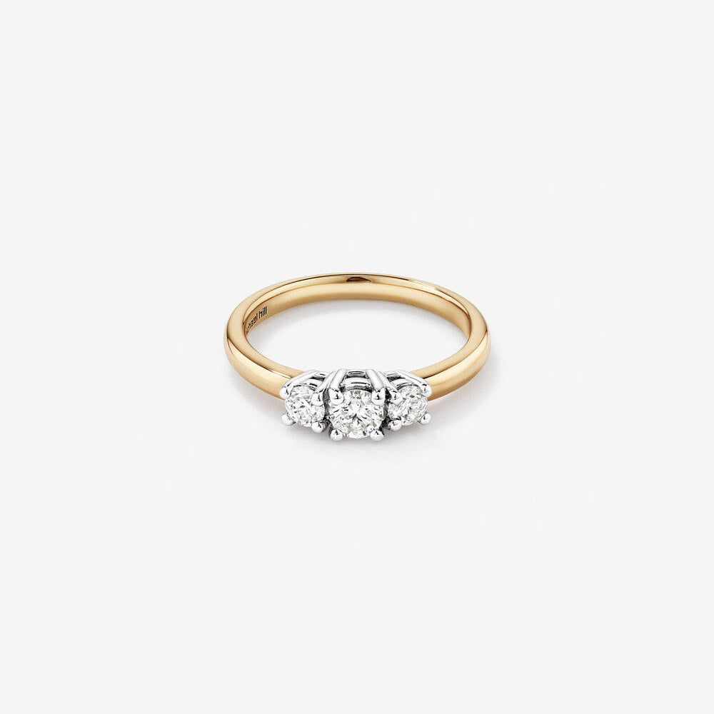 Stunning 0.5 CT Round Moissanite Engagement Ring In Three Stone Design 1