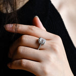 Stunning 1.0 - 2.0 CT Emerald Moissanite Engagement Ring with Pave and Halo Design 6