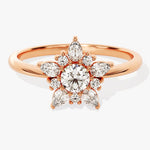 Stunning 0.25 CT Round Moissanite Engagement Ring with Floral Design 5