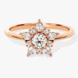 Stunning 0.25 CT Round Moissanite Engagement Ring with Floral Design 5