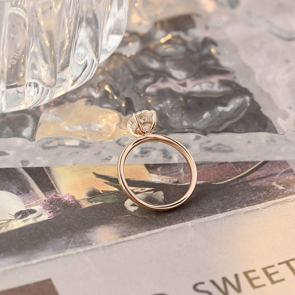 Stunning 1.0 CT Oval Moissanite Engagement Ring with Hidden Halo Design 5
