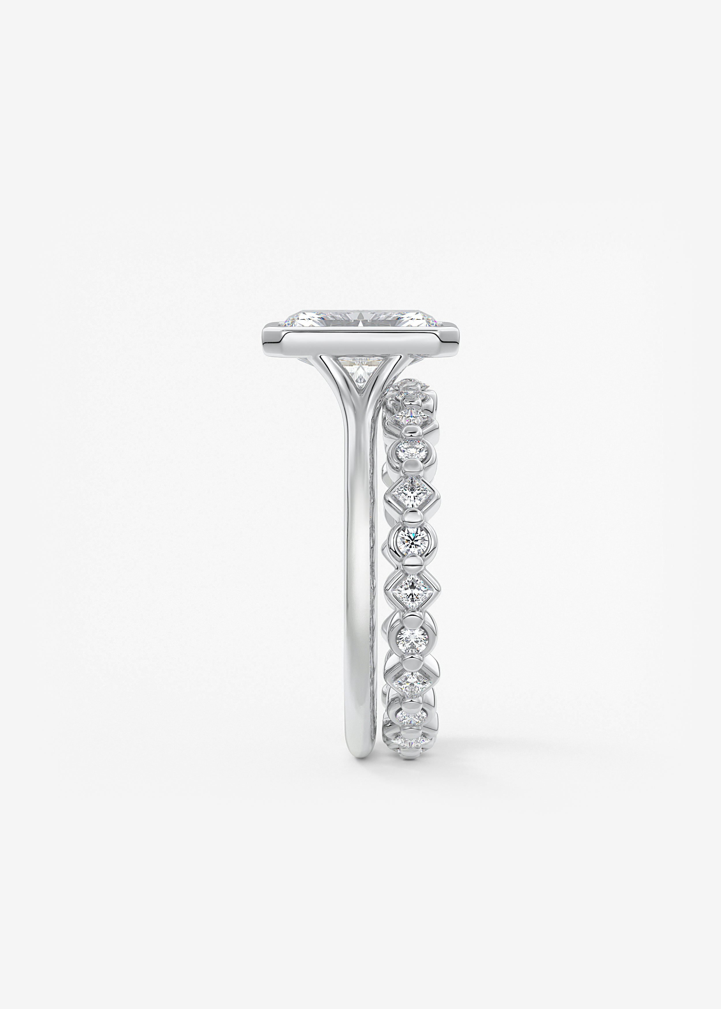 Radiant Bezel Lab Grown Diamond Engagement Ring