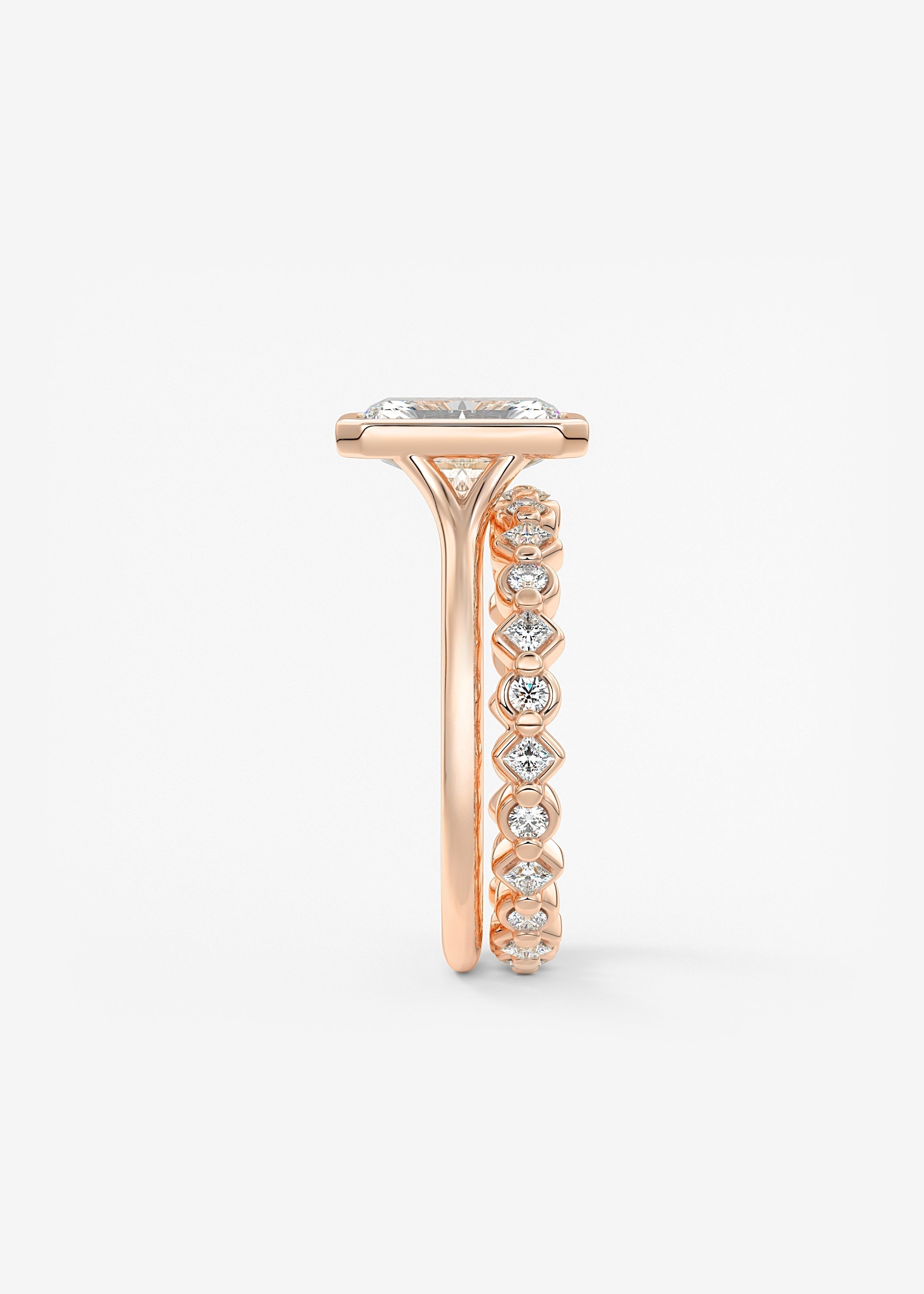 Radiant Bezel Lab Grown Diamond Engagement Ring