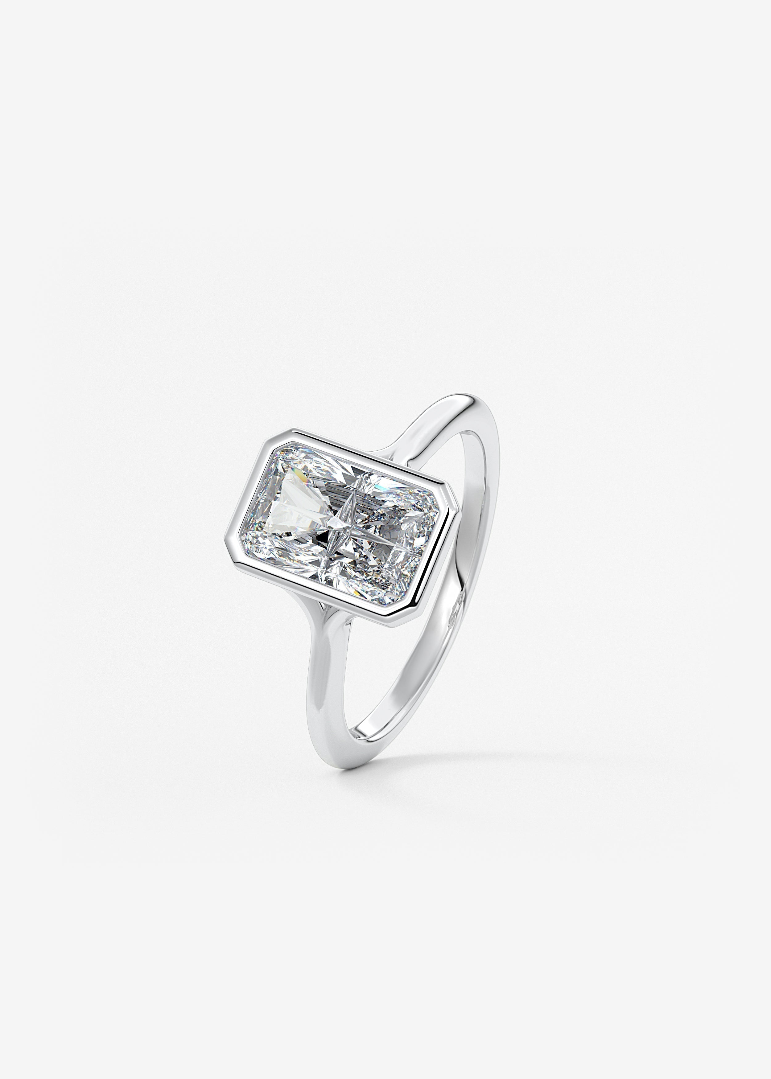 Radiant Bezel Lab Grown Diamond Engagement Ring
