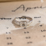 Stunning 2.0 CT Emerald Moissanite Engagement Ring with 3 Stones Design 1