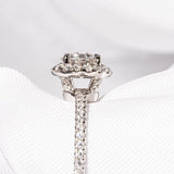 Stunning 1.0 CT Round Shape Moissanite Engagement Ring with Halo & Pave Design 8