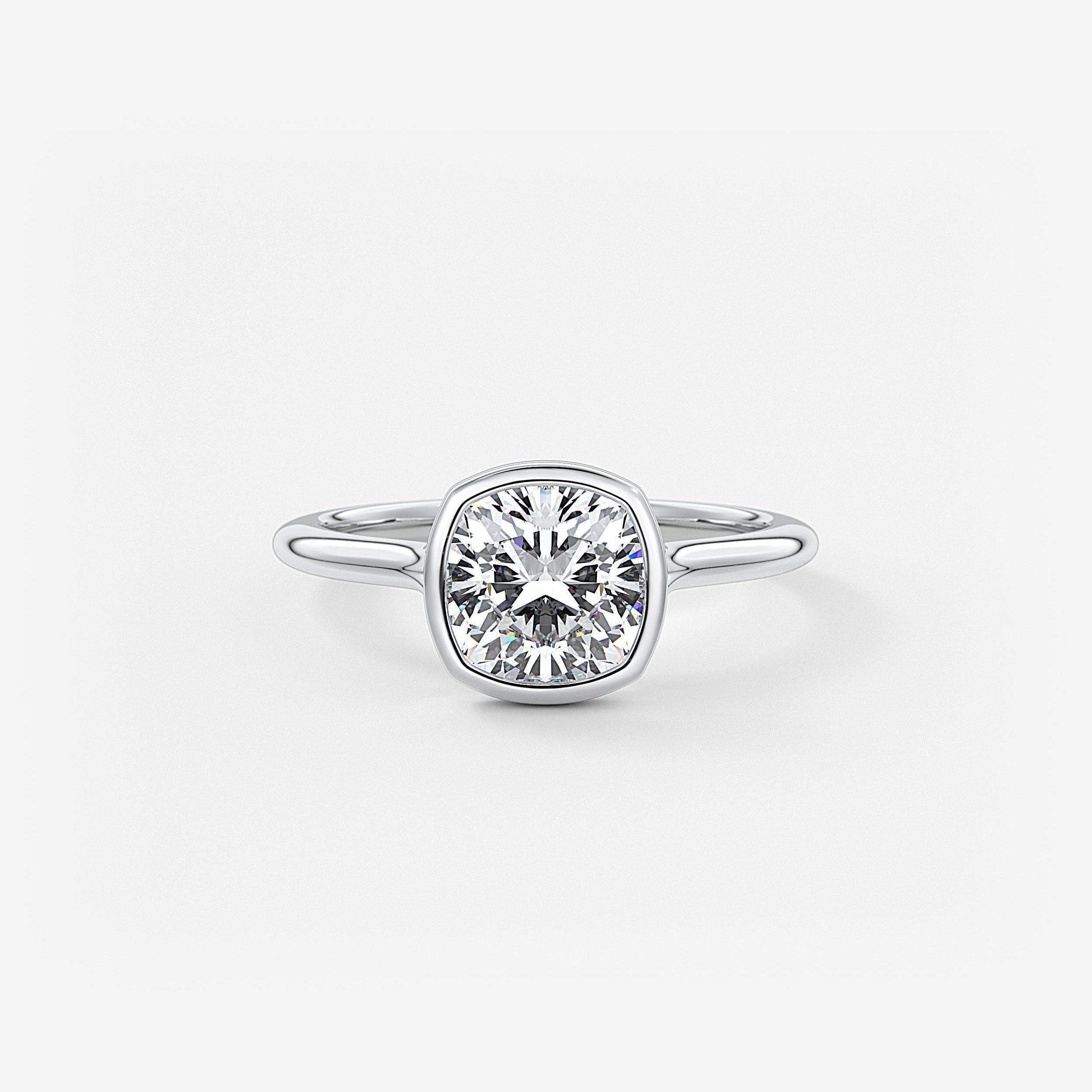 Cushion Bezel Lab Grown Diamond Engagement Ring