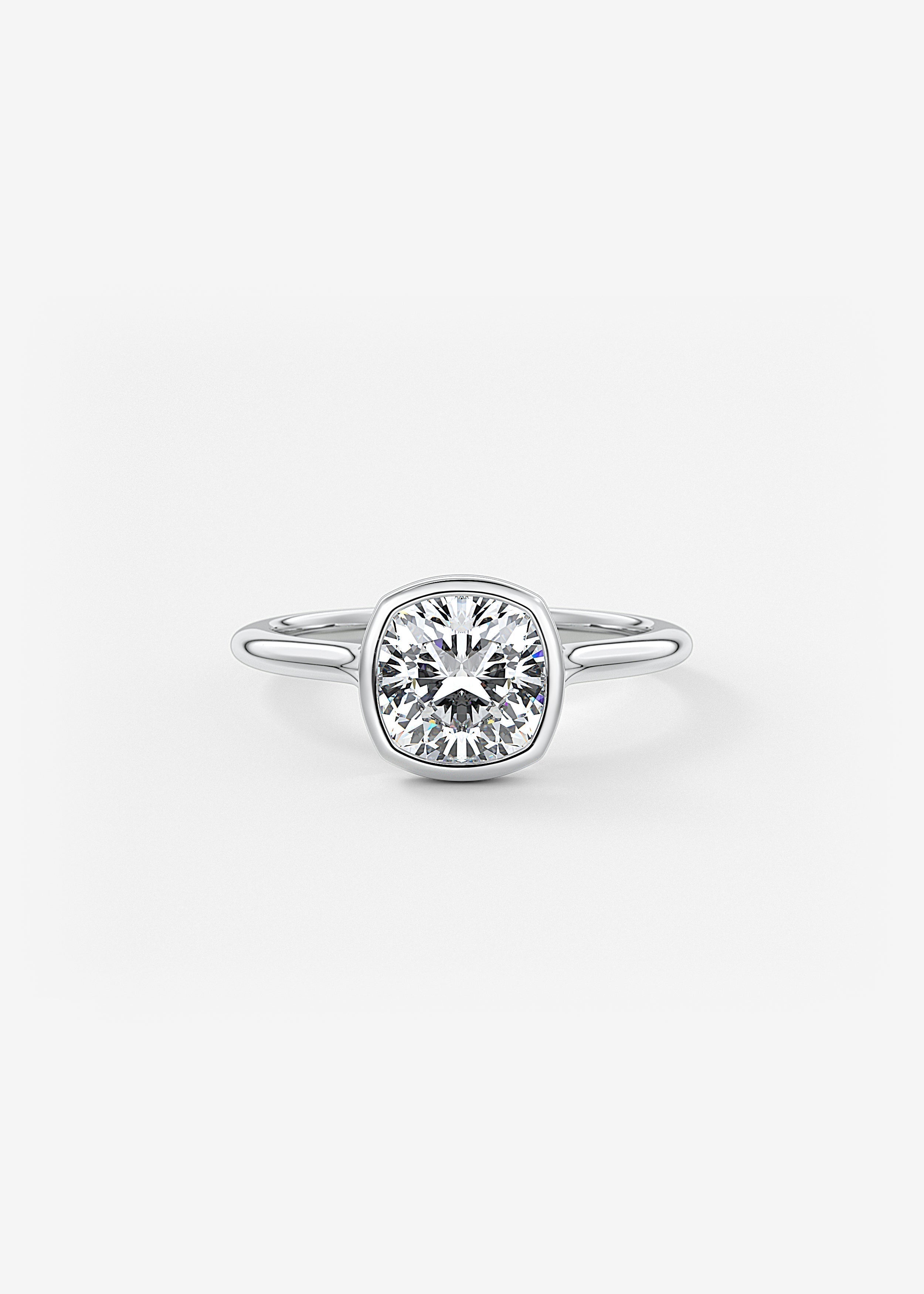 Cushion Bezel Lab Grown Diamond Engagement Ring