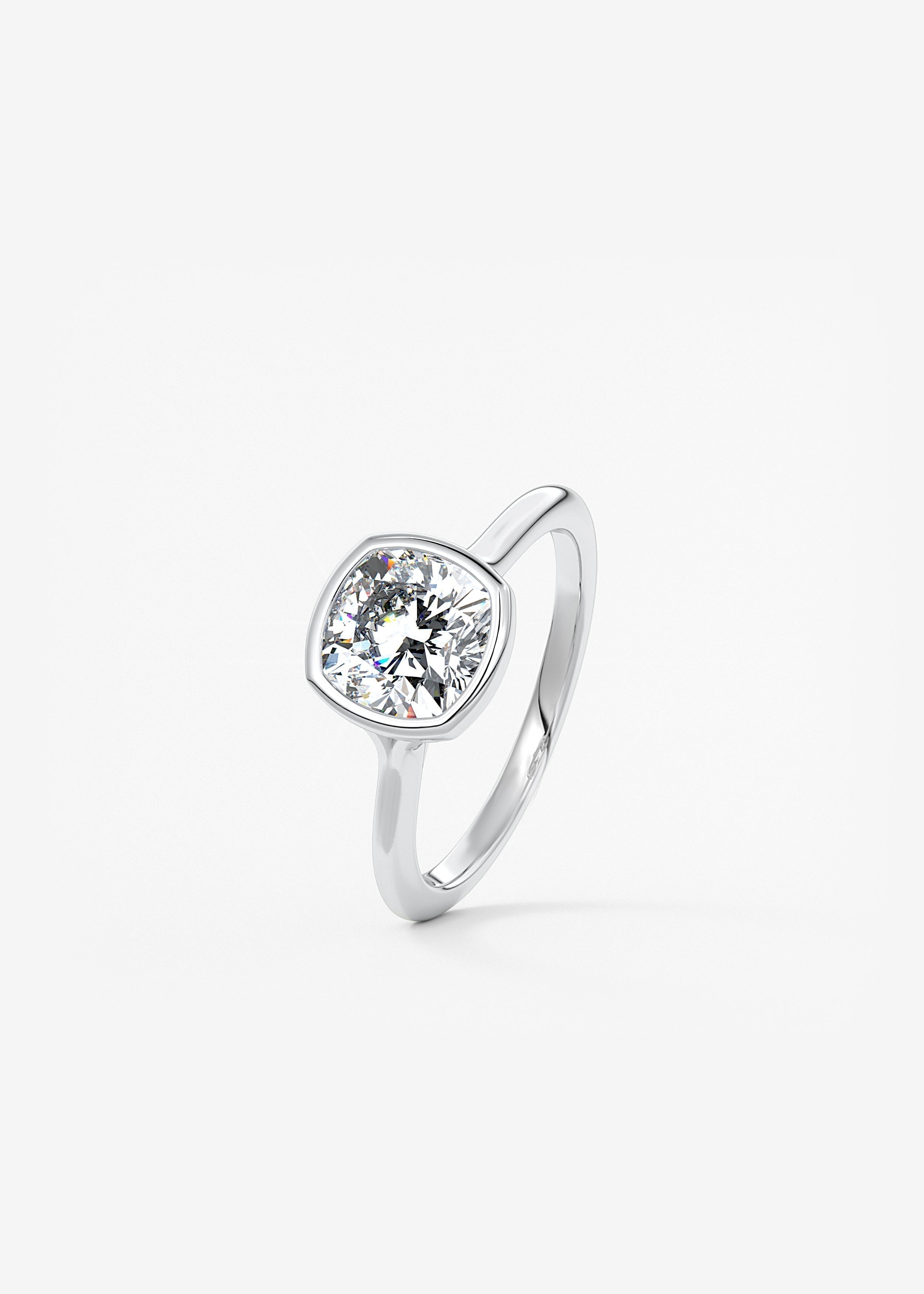 Cushion Bezel Lab Grown Diamond Engagement Ring