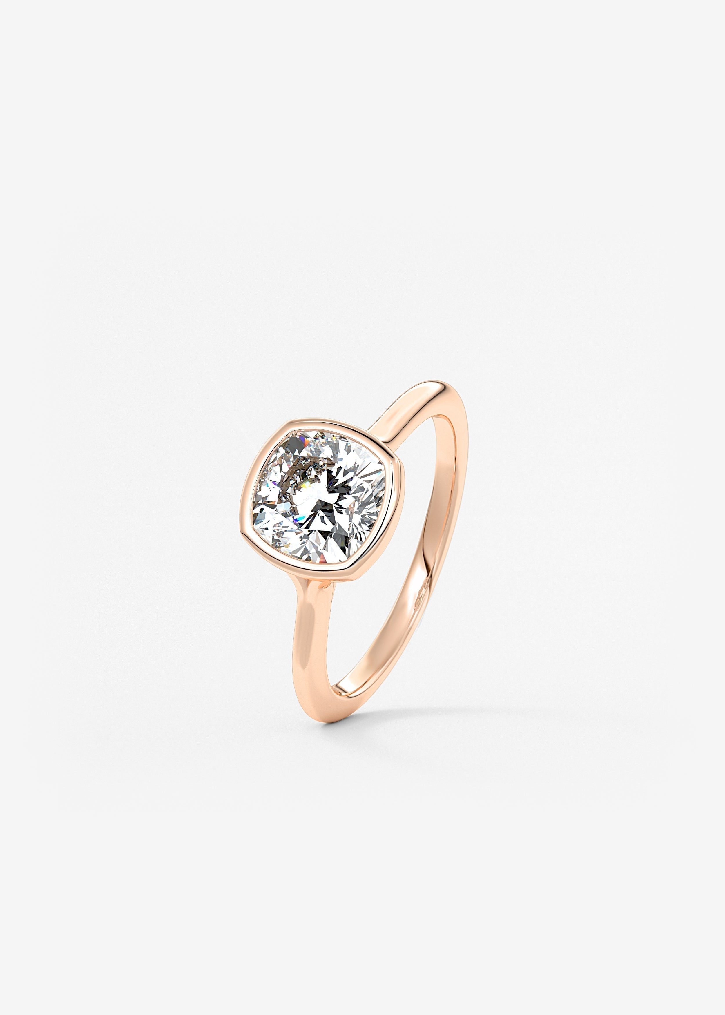 Cushion Bezel Lab Grown Diamond Engagement Ring