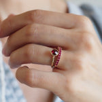 1.1 TCW Round Ruby Lab Made Diamond- July Birthstone Half Eternity Wedding Band 10