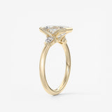 Emerald Three Stone Bezel Lab Grown Diamond Engagement Ring