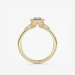 Emerald Three Stone Bezel Lab Grown Diamond Engagement Ring
