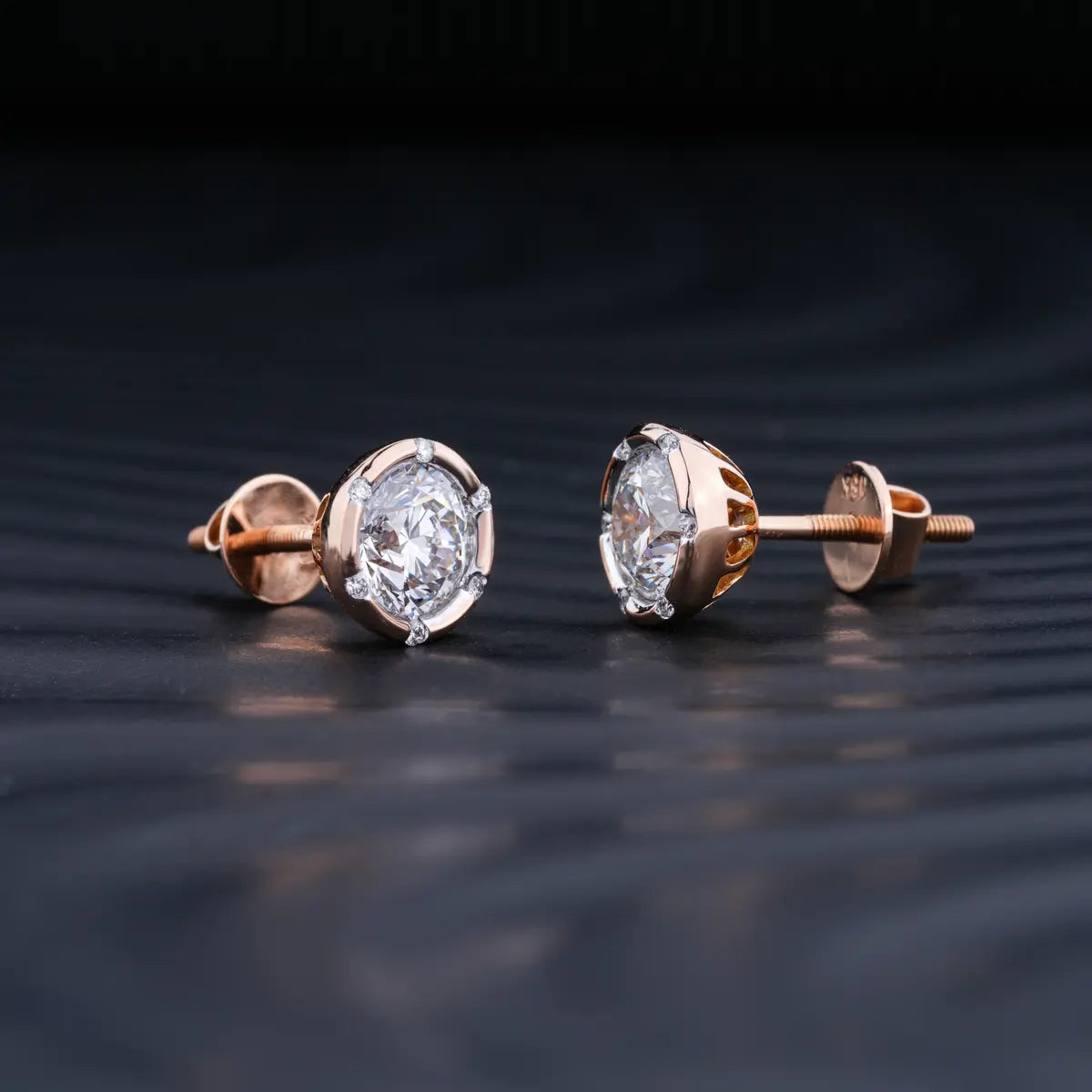2.0 TCW Round Cut Moissanite Stud Earrings in Gold 3