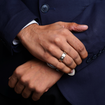 Delicate Moissanite Flush Men's Wedding Band with Radiant Cut Stones in Solid Gold 5