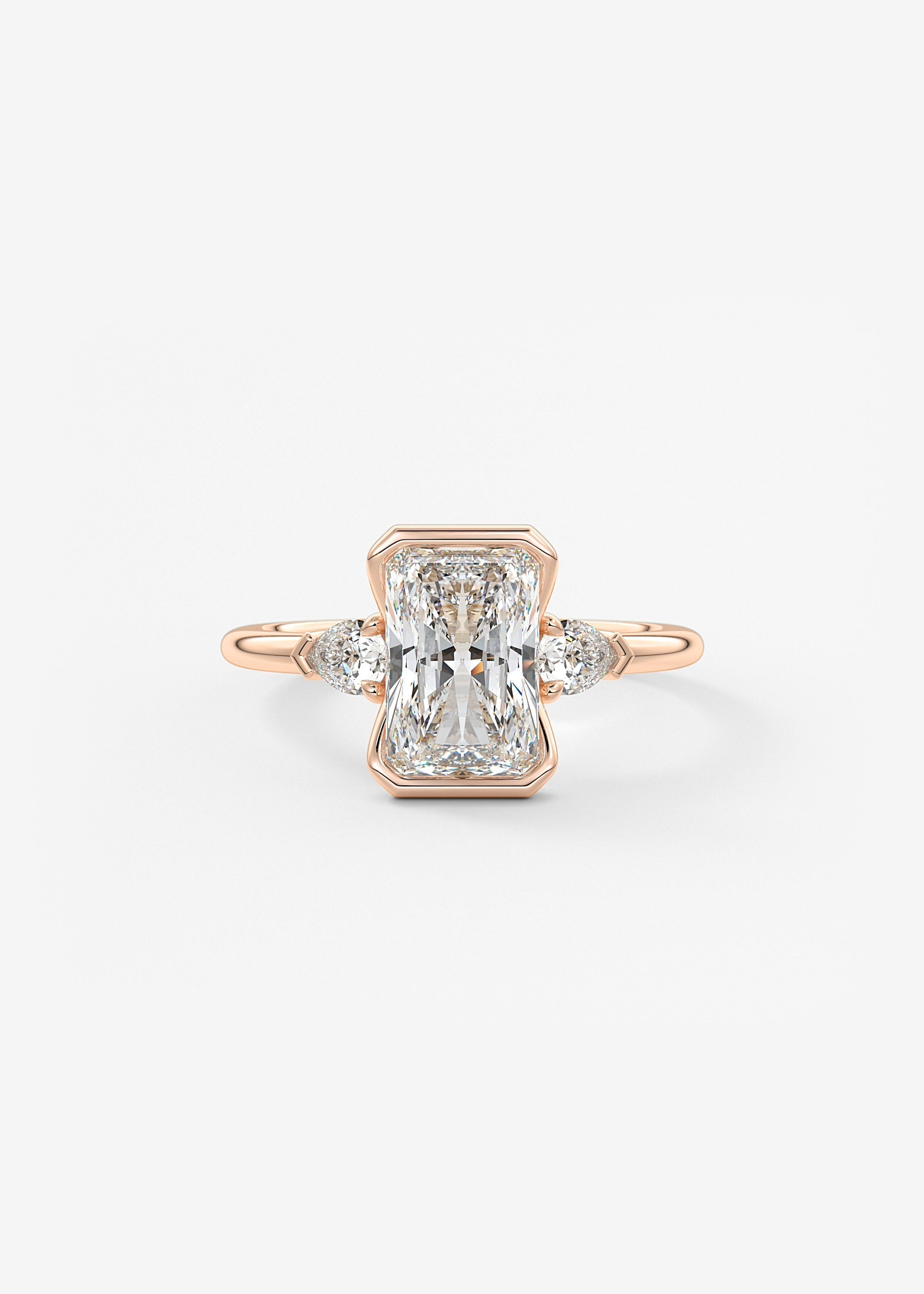 Radiant Three Stone Bezel Lab Grown Diamond Engagement Ring