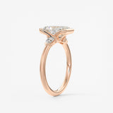 Radiant Three Stone Bezel Lab Grown Diamond Engagement Ring