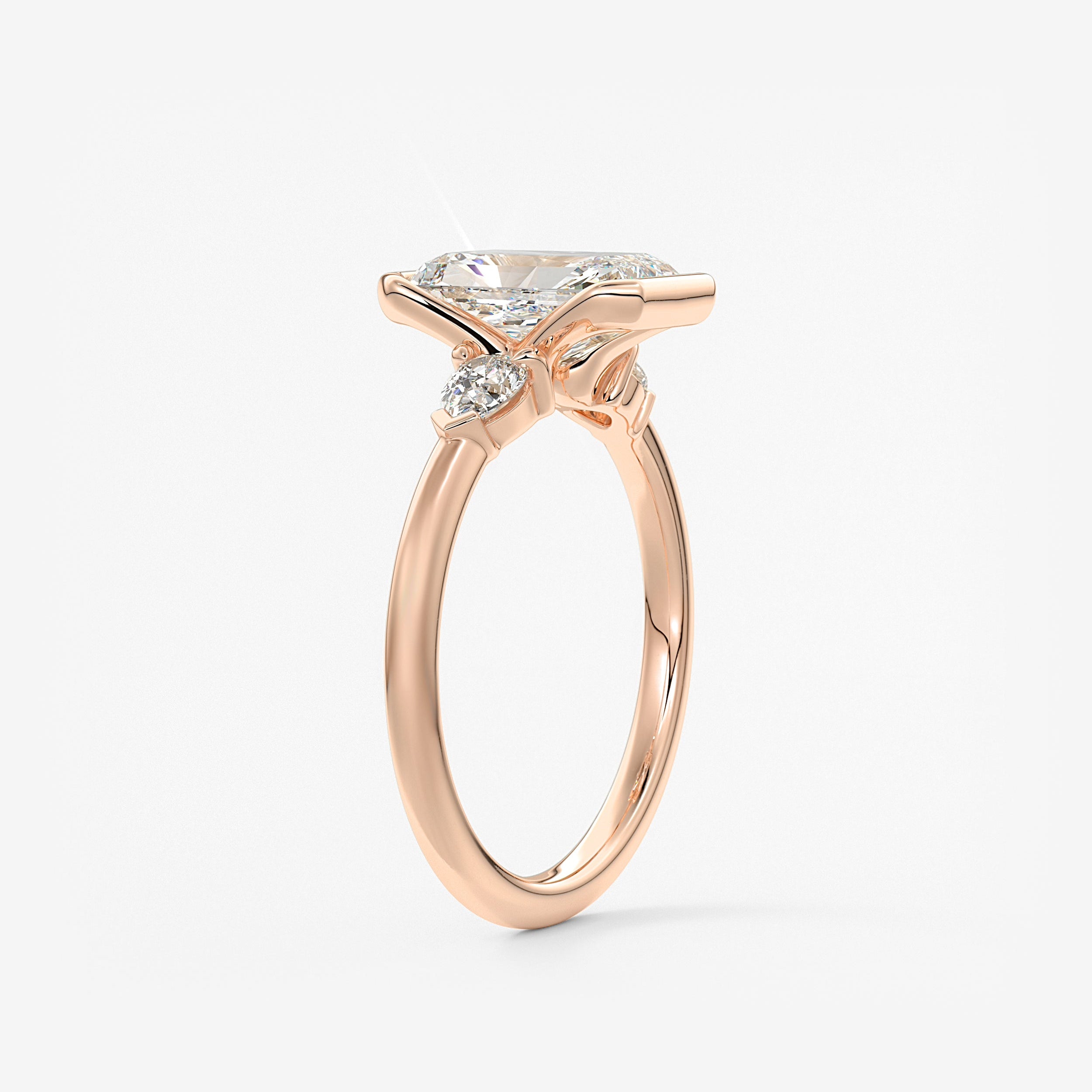 Radiant Three Stone Bezel Lab Grown Diamond Engagement Ring