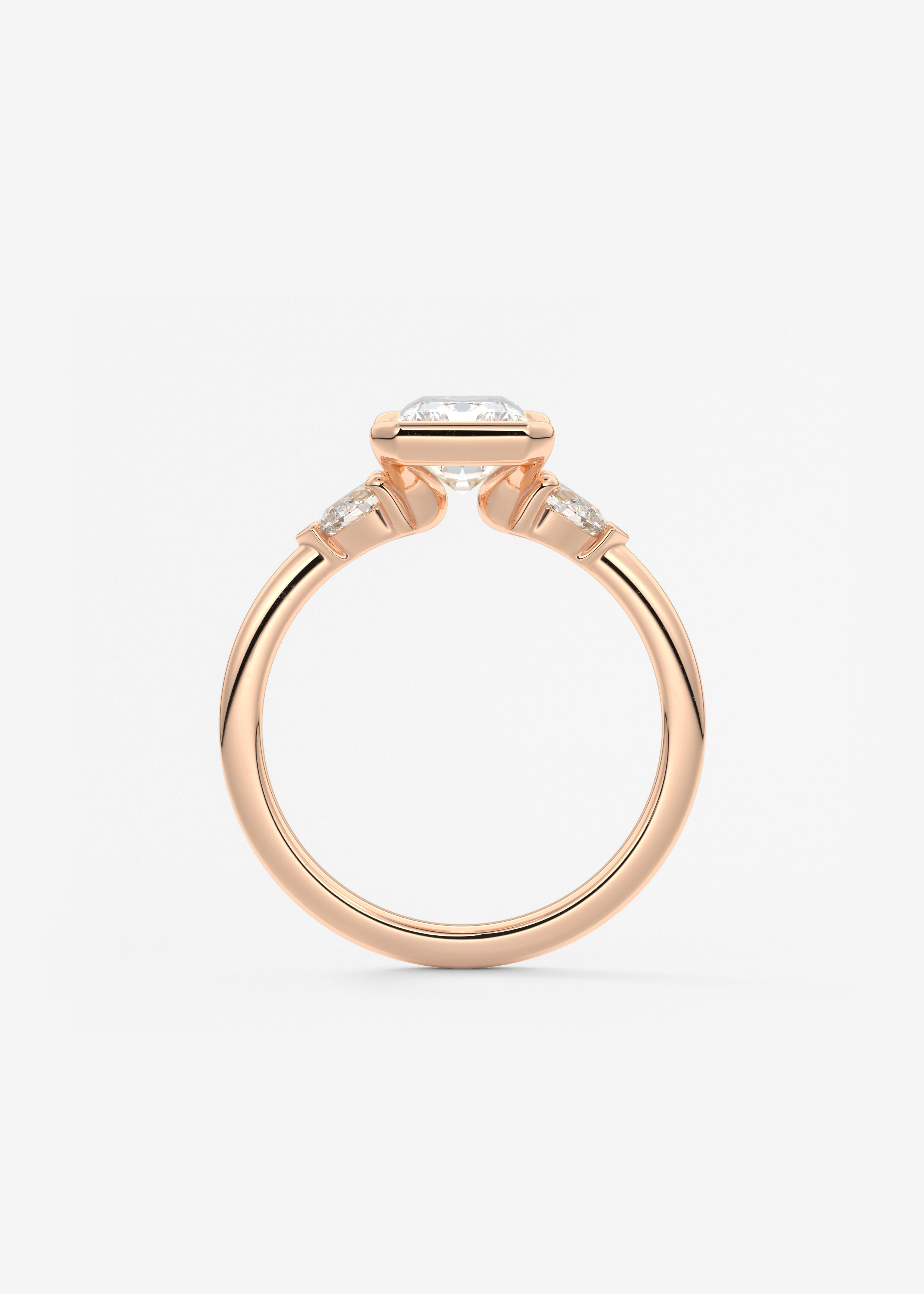 Radiant Three Stone Bezel Lab Grown Diamond Engagement Ring