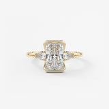 Radiant Three Stone Bezel Lab Grown Diamond Engagement Ring