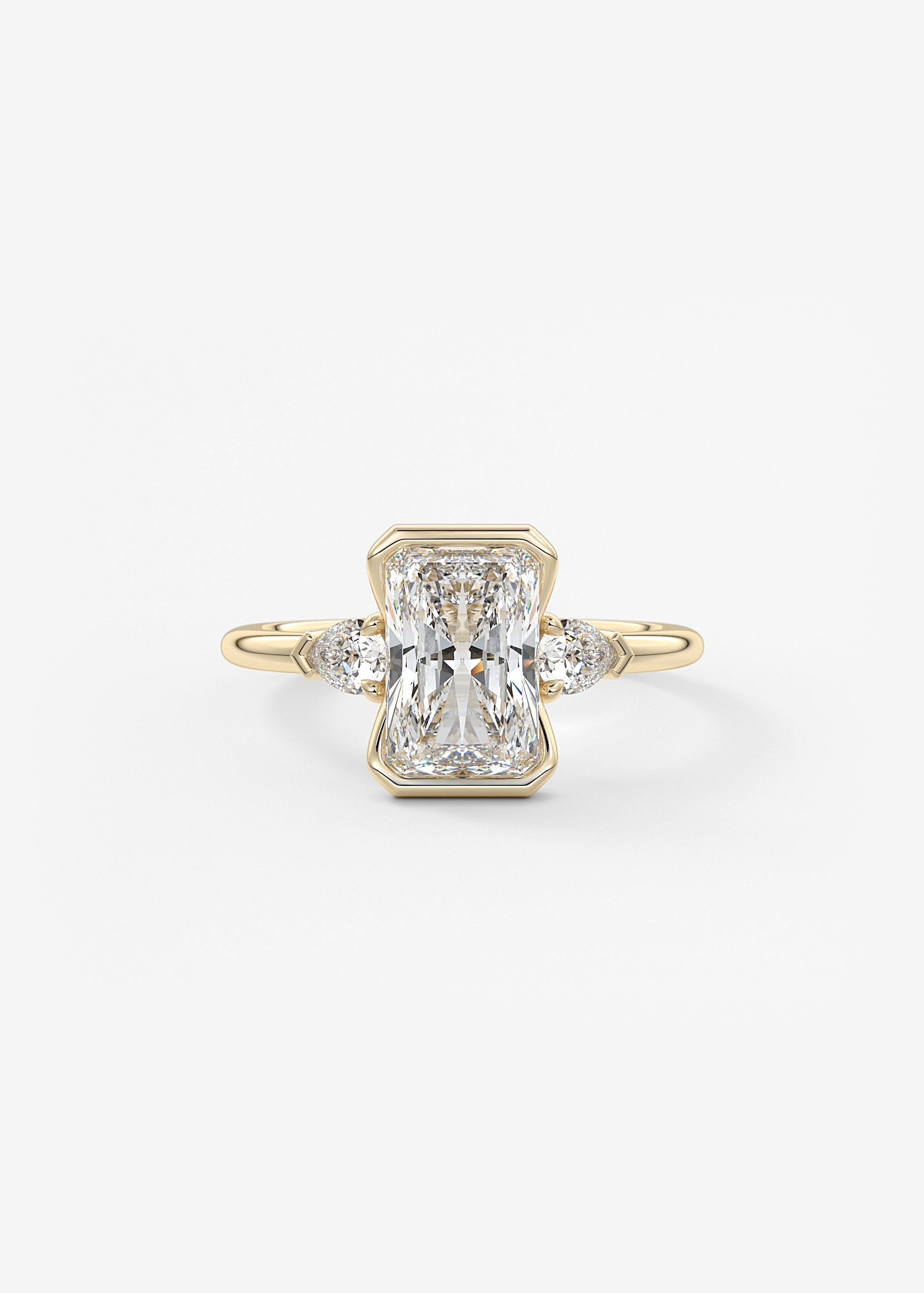 Radiant Three Stone Bezel Lab Grown Diamond Engagement Ring