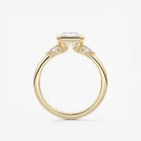 Radiant Three Stone Bezel Lab Grown Diamond Engagement Ring