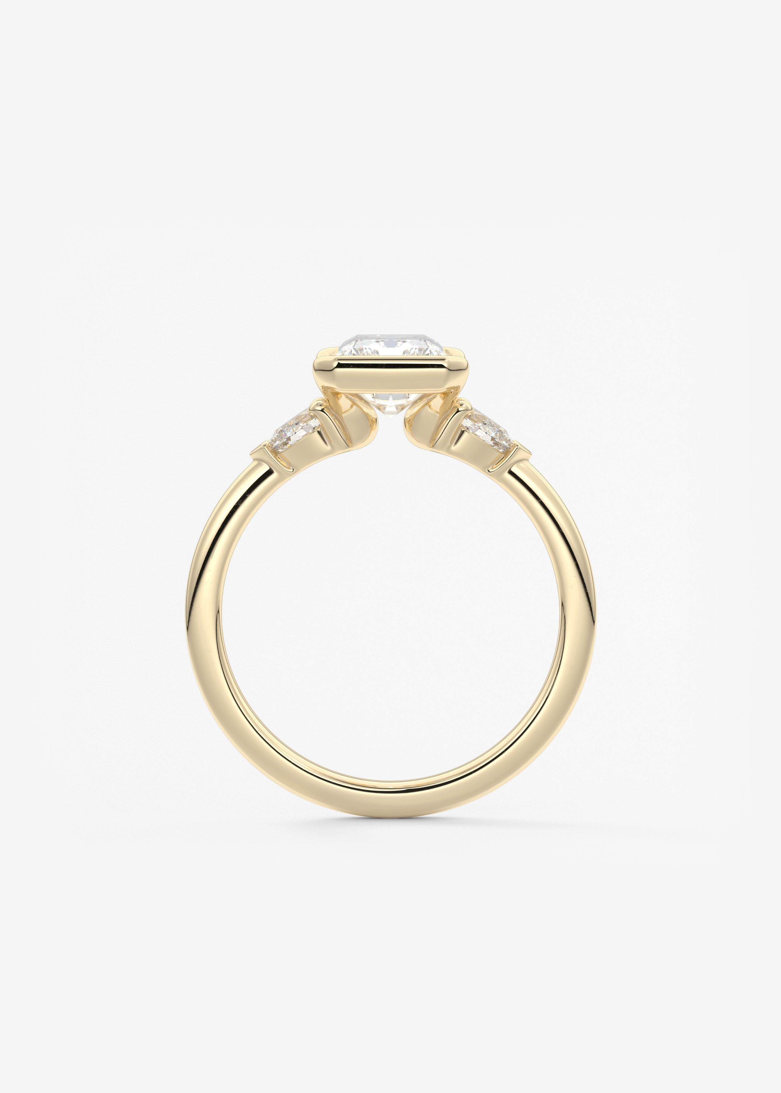 Radiant Three Stone Bezel Lab Grown Diamond Engagement Ring