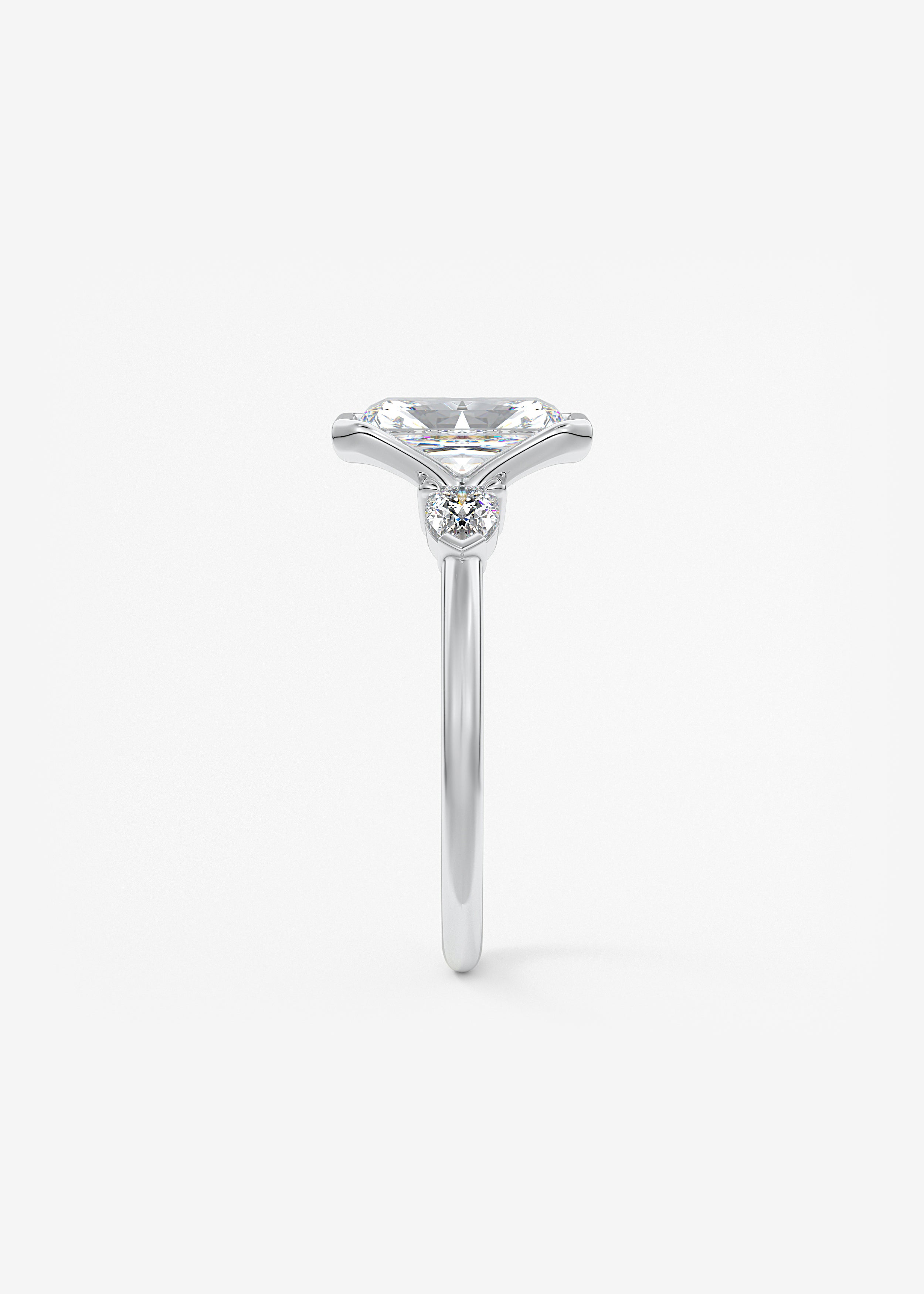 Radiant Three Stone Bezel Lab Grown Diamond Engagement Ring