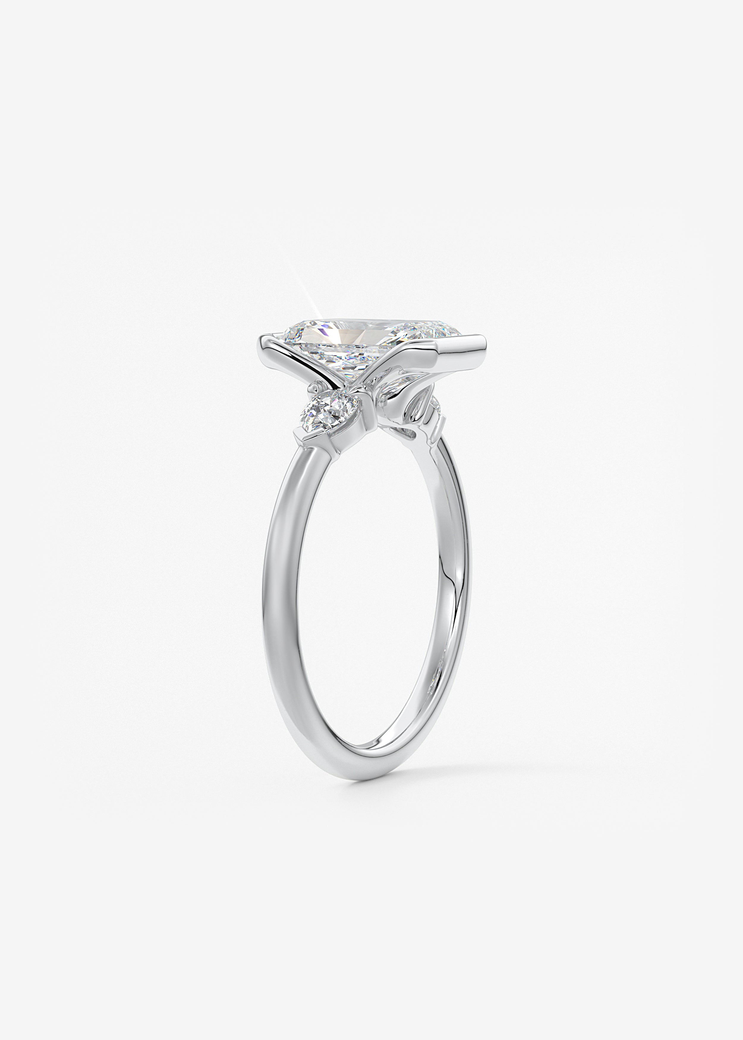 Radiant Three Stone Bezel Lab Grown Diamond Engagement Ring