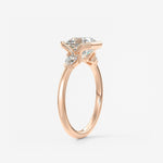Asscher Three Stone Bezel Lab Grown Diamond Engagement Ring