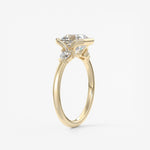 Asscher Three Stone Bezel Lab Grown Diamond Engagement Ring