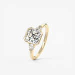 Asscher Three Stone Bezel Lab Grown Diamond Engagement Ring