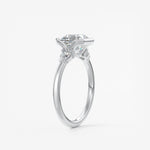 Asscher Three Stone Bezel Lab Grown Diamond Engagement Ring