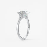 Asscher Three Stone Bezel Lab Grown Diamond Engagement Ring