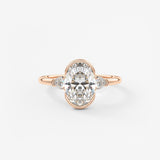 Oval Three Stone Bezel Lab Grown Diamond Engagement Ring