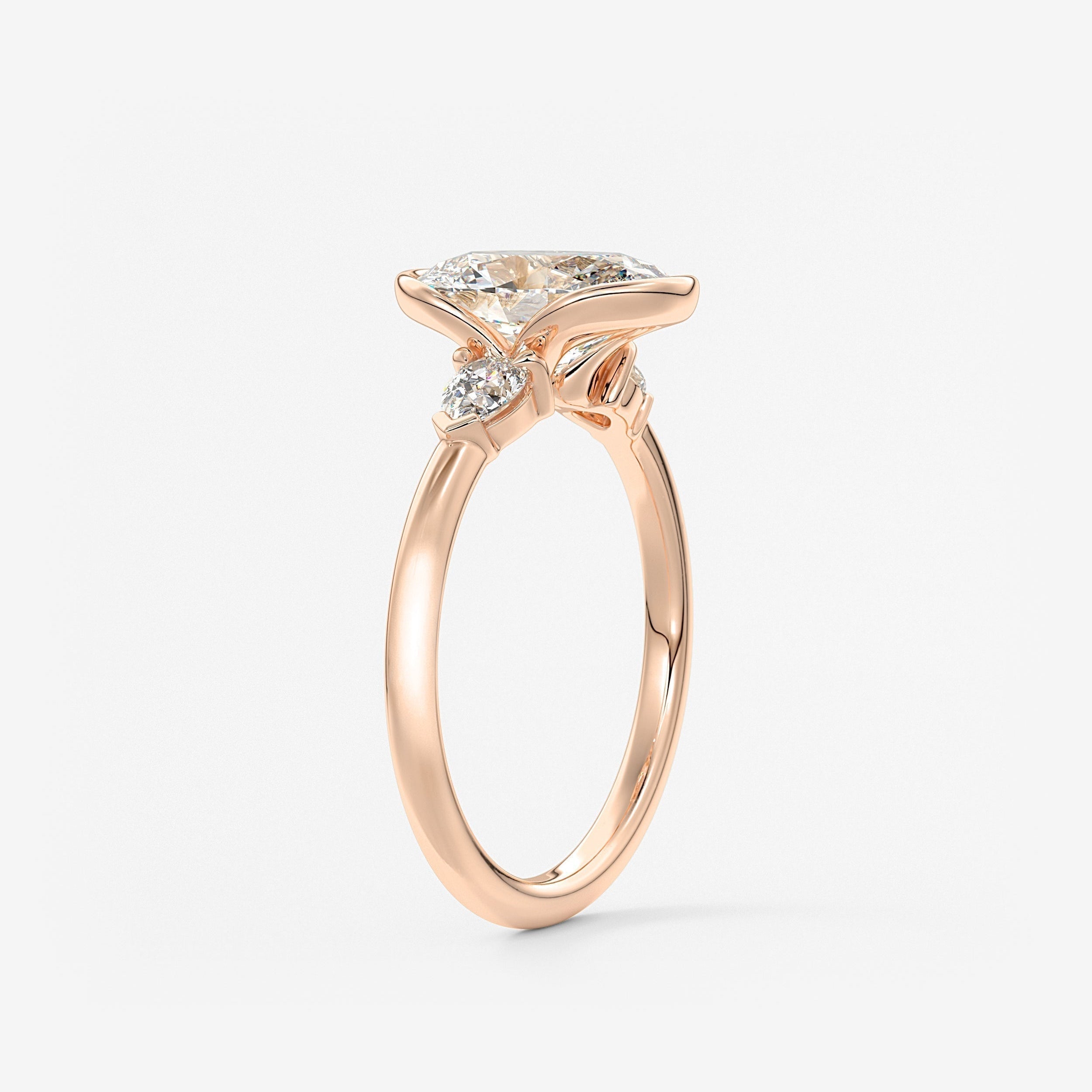 Oval Three Stone Bezel Lab Grown Diamond Engagement Ring