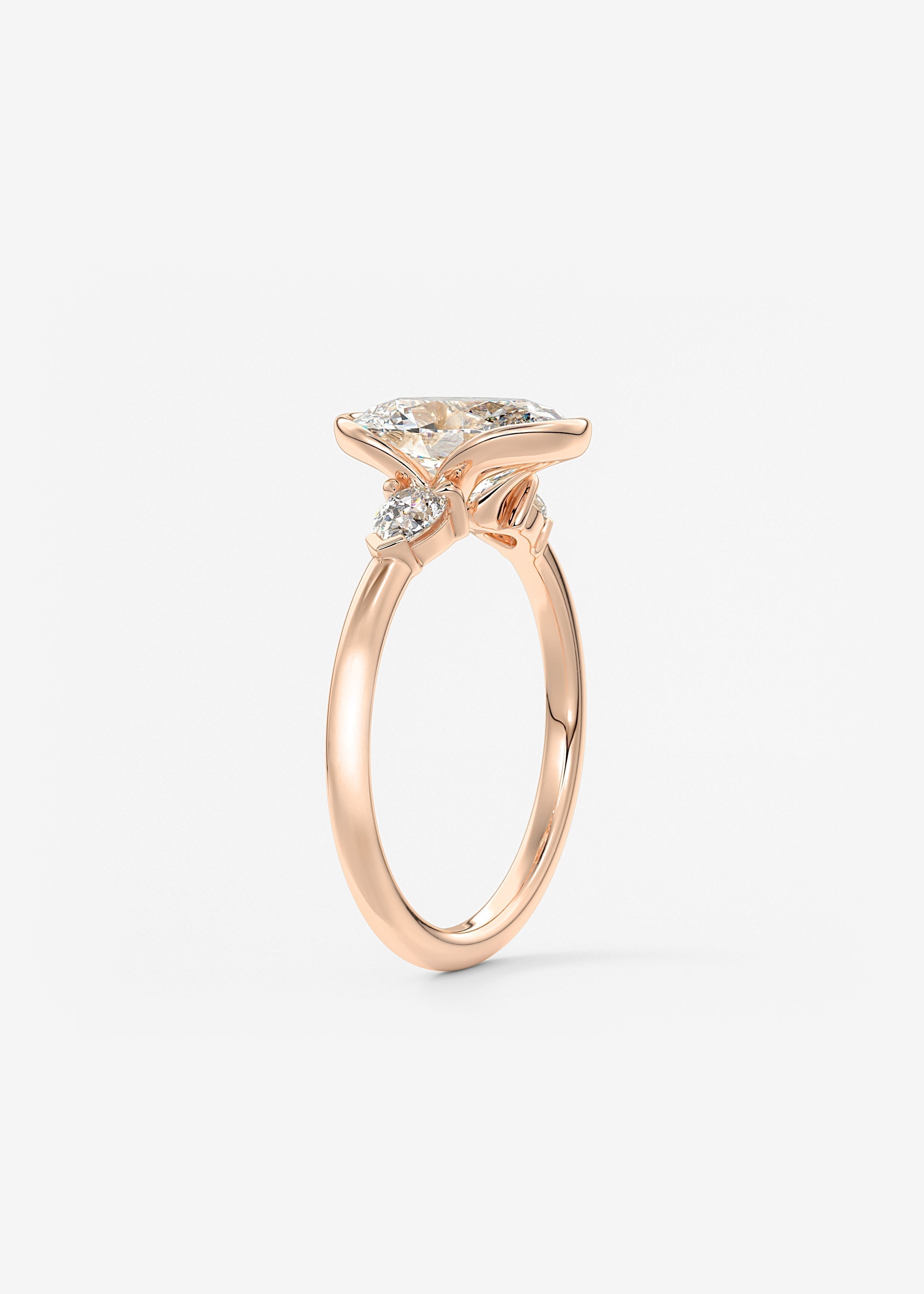 Oval Three Stone Bezel Lab Grown Diamond Engagement Ring