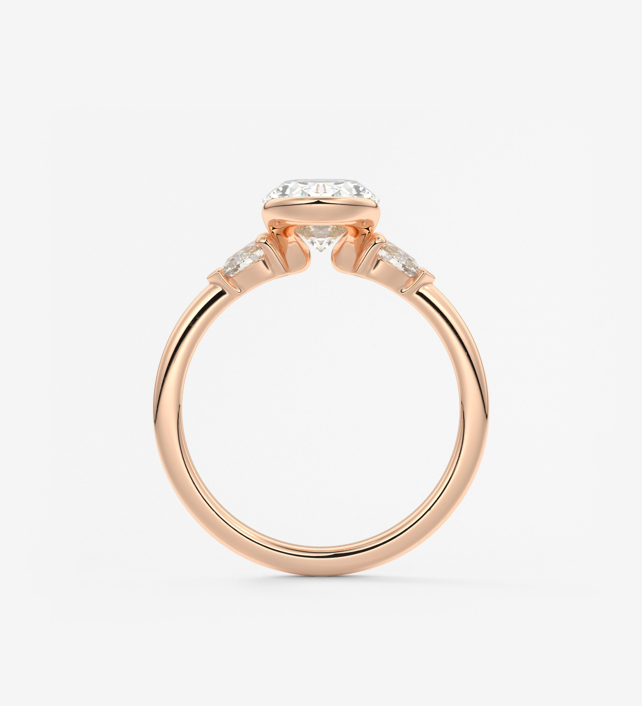 Oval Three Stone Bezel Lab Grown Diamond Engagement Ring