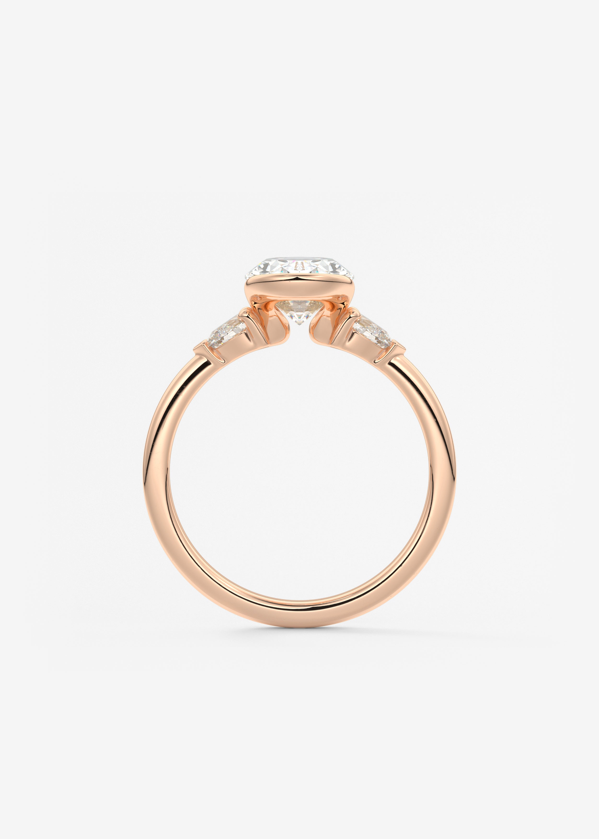Oval Three Stone Bezel Lab Grown Diamond Engagement Ring