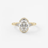Oval Three Stone Bezel Lab Grown Diamond Engagement Ring