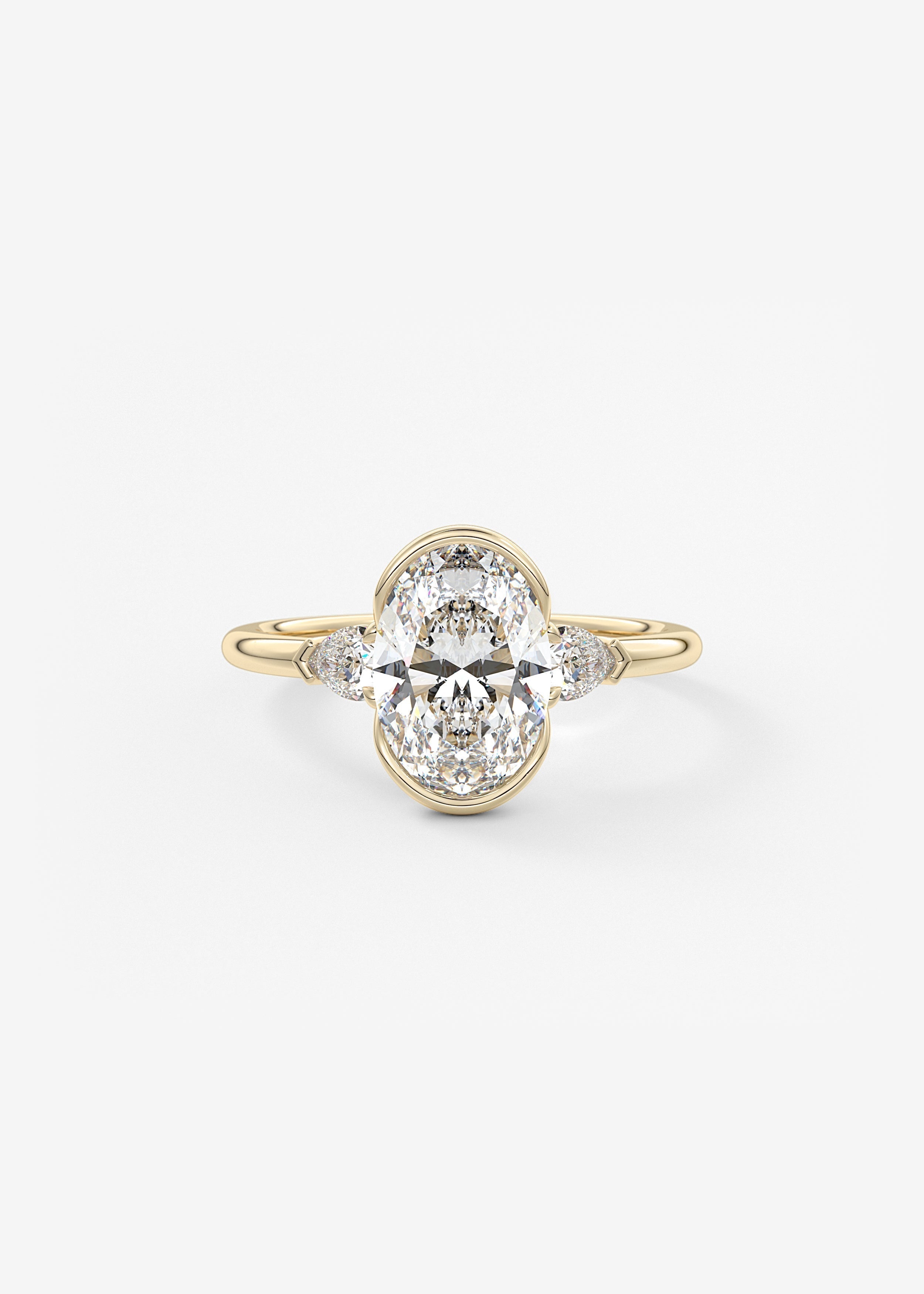Oval Three Stone Bezel Lab Grown Diamond Engagement Ring