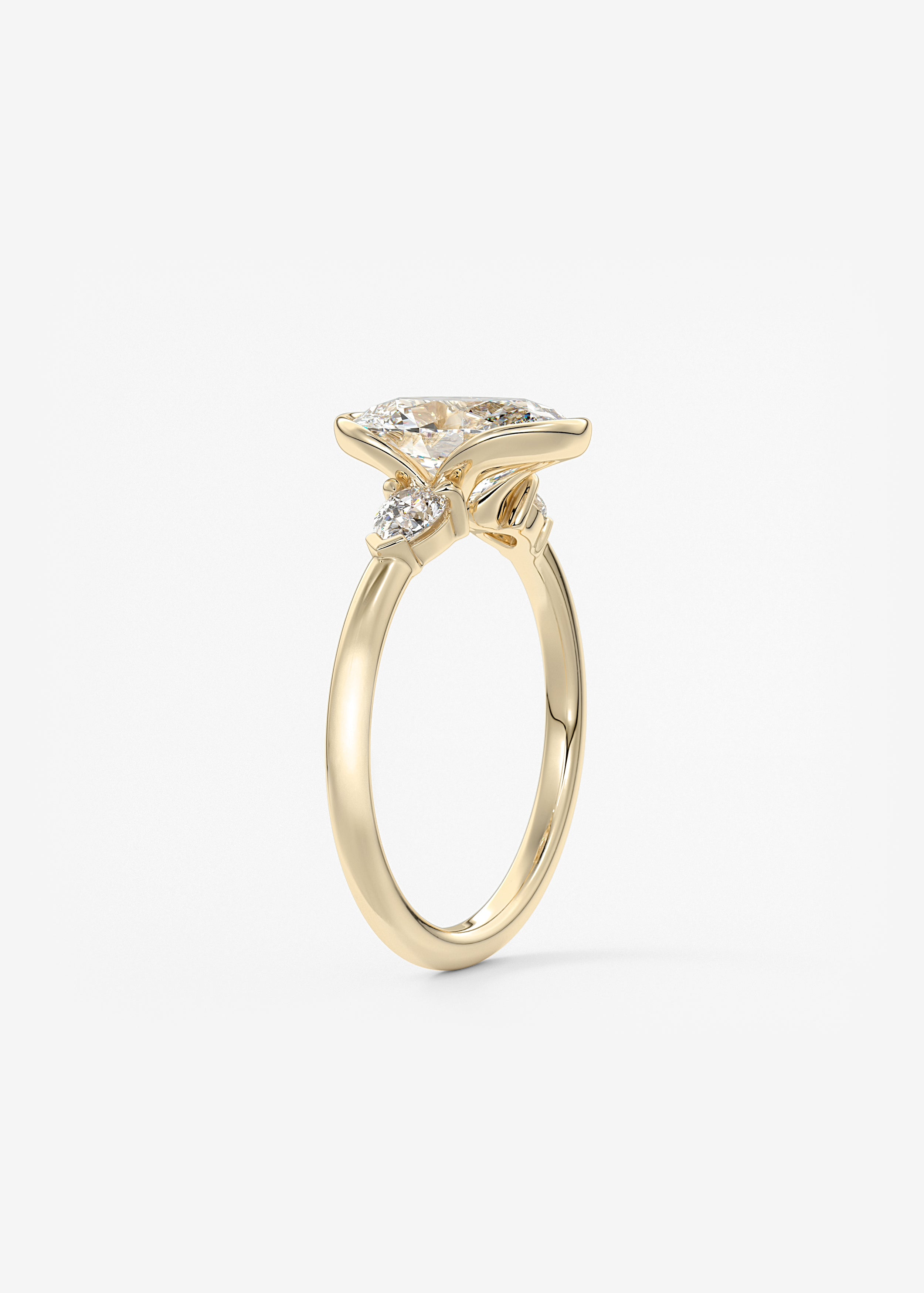 Oval Three Stone Bezel Lab Grown Diamond Engagement Ring