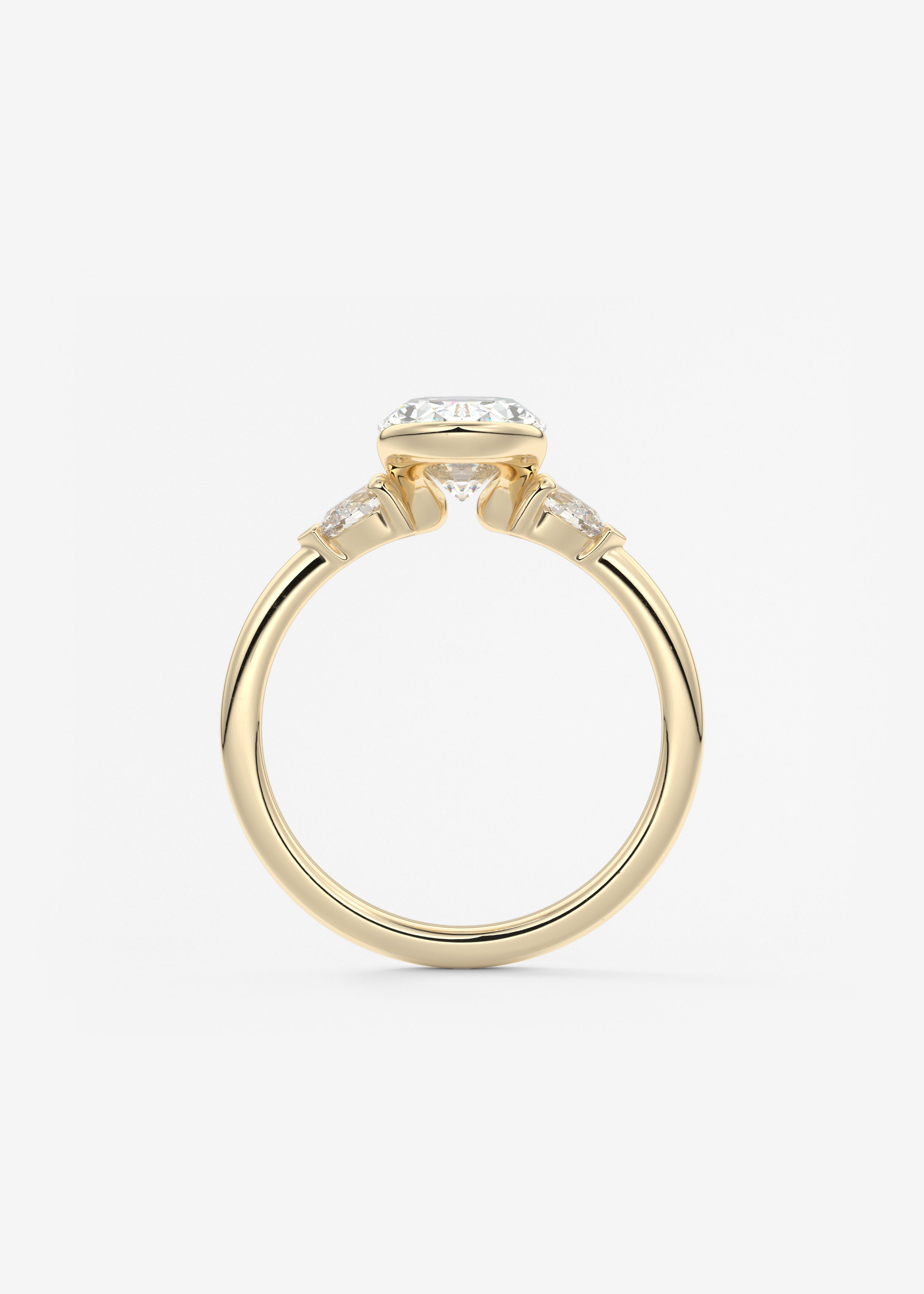 Oval Three Stone Bezel Lab Grown Diamond Engagement Ring