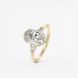Oval Three Stone Bezel Lab Grown Diamond Engagement Ring
