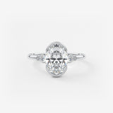 Oval Three Stone Bezel Lab Grown Diamond Engagement Ring