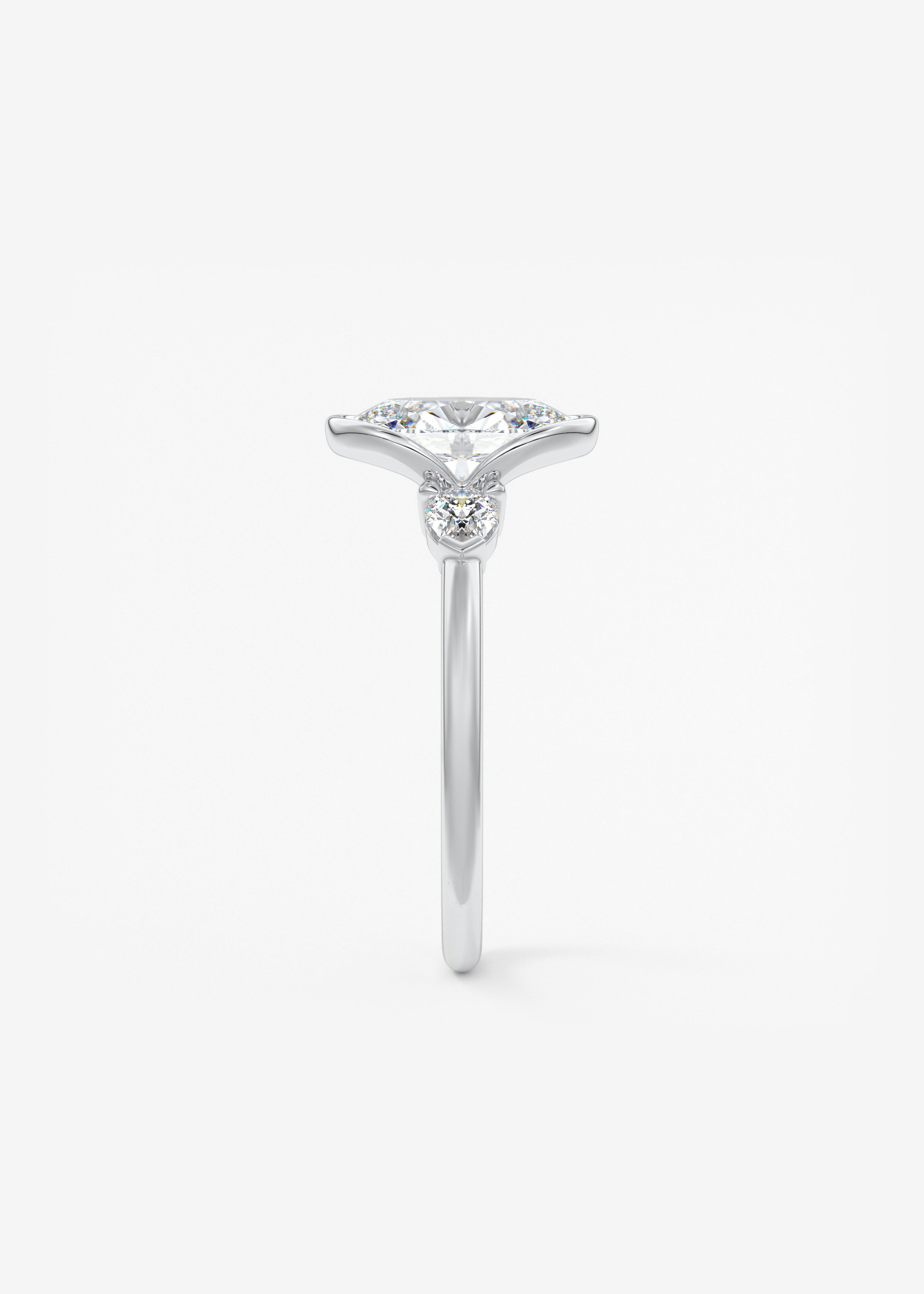 Oval Three Stone Bezel Lab Grown Diamond Engagement Ring